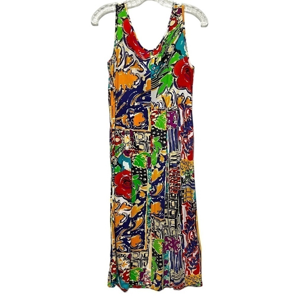 Jam’s World Vintage bold floral bright abstract garden vibrant tank dress - Picture 4 of 7